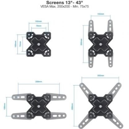 Soporte de pared extensible/ giratorio/ inclinable tooq lp1343tn-b para tv de 13-43"/ hasta 20kg - Imagen 2