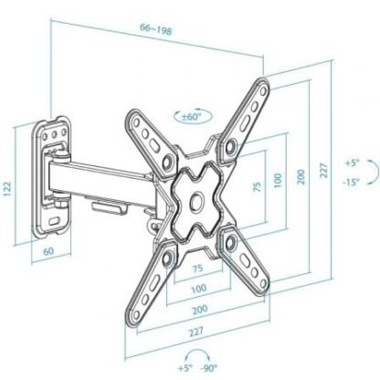 Soporte de pared extensible/ giratorio/ inclinable tooq lp1343tn-b para tv de 13-43"/ hasta 20kg - Imagen 5