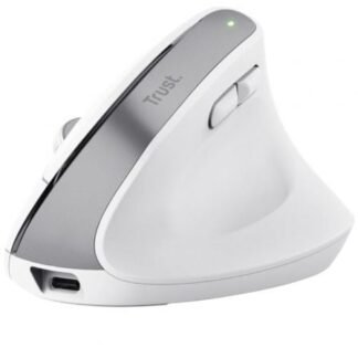 Ratón vertical inalámbrico por bluetooth trust bayo+/ batería recargable/ hasta 2400 dpi/ blanco