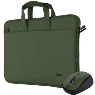 Maletín + ratón trust gaming bologna para portátiles hasta 16"/ verde
