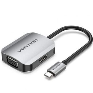 Conversor vention tdihb/ usb tipo-c macho/ vga hembra - hdmi hembra/ 15cm/ plata