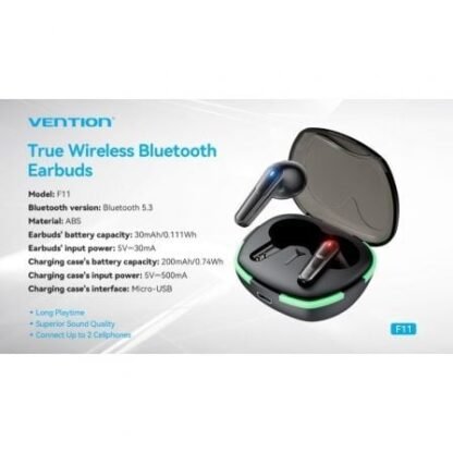 Auriculares bluetooth vention air a02 f11b0 con estuche de carga/ autonomía 7h/ negros - Imagen 3