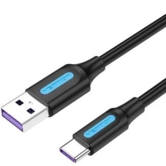 Cable usb 2.0 tipo-c vention corbc/ usb macho - usb tipo-c macho/ hasta 100w/ 480mbps/ 25cm/ negro