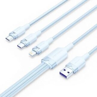 Cable usb 2.0 lightning vention ctplg/ usb macho/ usb tipo-c macho - microusb macho - lightning macho/ 1.5m/ azul
