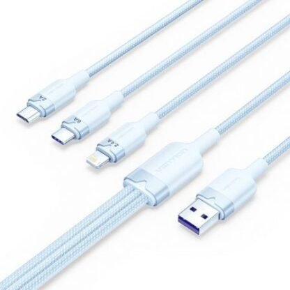 Cable usb 2.0 lightning vention ctplg/ usb macho/ usb tipo-c macho - microusb macho - lightning macho/ 1.5m/ azul
