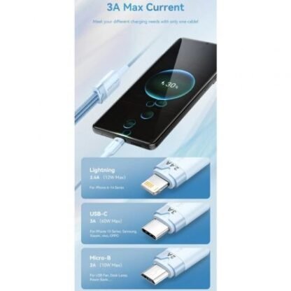Cable usb 2.0 lightning vention ctpwg/ usb macho/ usb tipo-c macho - microusb macho - lightning macho/ 1.5m/ blanco - Imagen 2