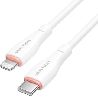 Cable usb tipo-c lightning vention h28wf/ usb tipo-c macho - lightning macho/ 1m/ blanco