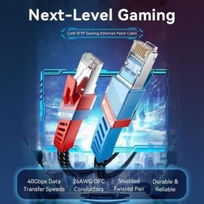Cable de red rj45 sftp vention ikjbd cat.8/ gaming/ 50cm/ negro - Imagen 2
