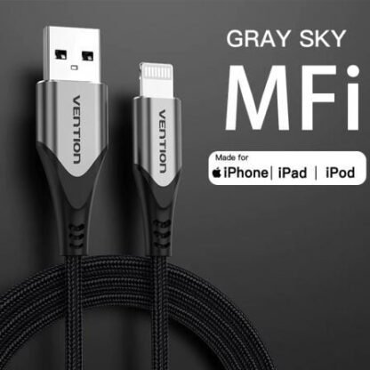 Cable usb 2.0 lightning vention labhd/ usb macho - lightning macho/ hasta 12w/ 480mbps/ 50cm/ gris - Imagen 2
