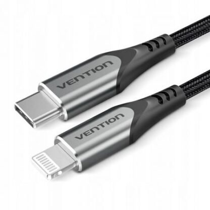 Cable usb 2.0 tipo-c lightning vention tachf/ usb tipo-c macho - lightning macho/ hasta 27w/ 480mbps/ 1m/ gris