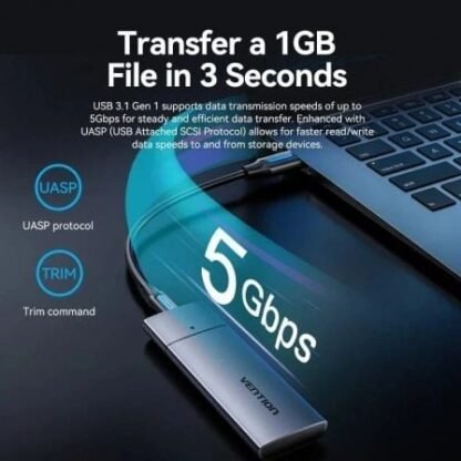 Caja externa para disco ssd m.2 sata vention kpfh0/ usb 3.1/ sin tornillos - Imagen 3