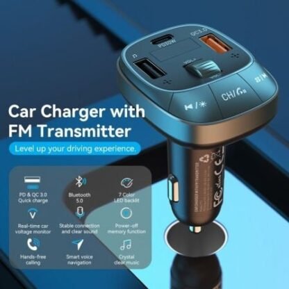 Transmisor fm/ mp3/ bluetooth vention fflb0/ 1xusb-tipo c/ 2xusb/ 30w - Imagen 4