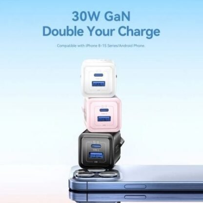 Cargador de pared gan vention feqw0-eu/ 1xusb tipo-c/ 1xusb/ 30w - Imagen 2