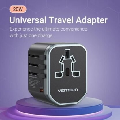 Cargador de pared universal para viaje vention fjcb0/ toma de corriente universal/ 1xusb tipo-c/ 2xusb/ 20w - Imagen 3