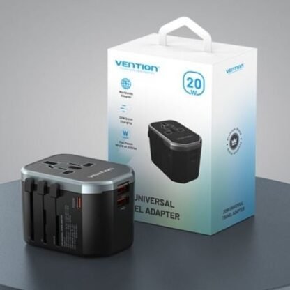 Cargador de pared universal para viaje vention fjcb0/ toma de corriente universal/ 1xusb tipo-c/ 2xusb/ 20w - Imagen 5