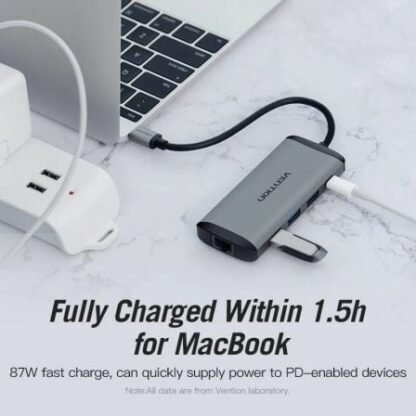 Docking usb tipo-c vention cndhb/ 1xhdmi/ 3xusb/ 1xusb tipo-c pd/ 1xrj45/ 1xlector tarjetas/ gris - Imagen 4