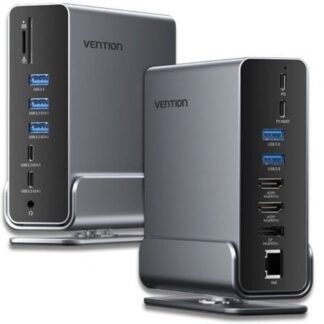 Docking usb tipo-c vention tpuh0/ 2xhdmi/ 1xdisplayport/ 3xusb tipo-c/ 5xusb/ 1xrj45/ 1xlector de tarjetas/ 1xjack 3.5/ 1xusb