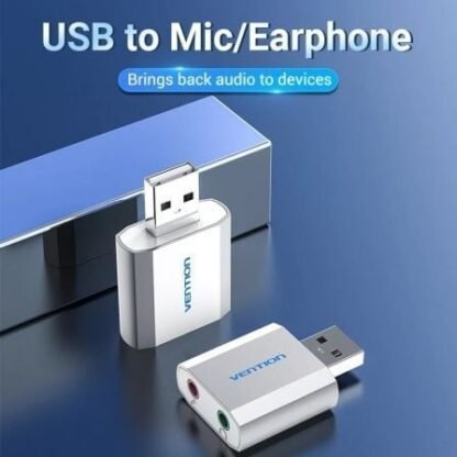 Tarjeta de sonido vention vab-s13/ 2.1/ plata - Imagen 2