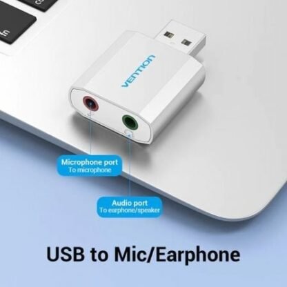 Tarjeta de sonido vention vab-s13/ 2.1/ plata - Imagen 3