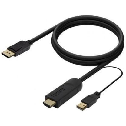 Cable conversor aisens a122-0641/ hdmi macho - displayport macho + usb macho/ hasta 10w/ 2250mbps/ 10cm + 1.8m/ negro - Imagen 2
