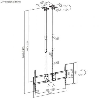 Soporte de techo inclinable/ giratorio/ nivelable aisens ct120tle-395 para tv de 60-120"/ hasta 120kg - Imagen 5