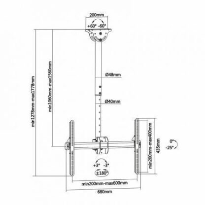 Soporte de techo giratorio/ inclinable/ extensible/ nivelable aisens ct70tsle-033 para tv de 37-70"/ hasta 50kg - Imagen 5