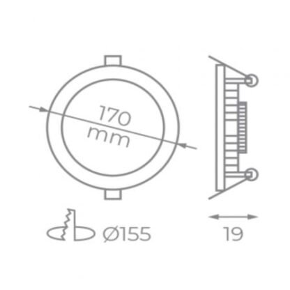 Downlight iglux ls-102113-fb v2/ circular/ ø170 x 19mm/ potencia 13w/ 1130 lúmenes/ 6000ºk/ blanco - Imagen 2