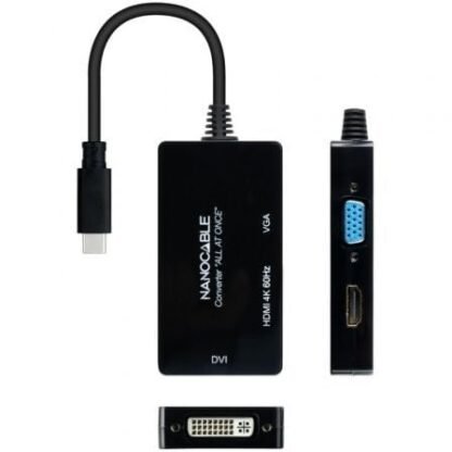 Conversor nanocable 10.16.4301-all/ usb tipo-c macho - hdmi hembra - dvi-i hembra - vga hembra/ 20cm/ negro - Imagen 3