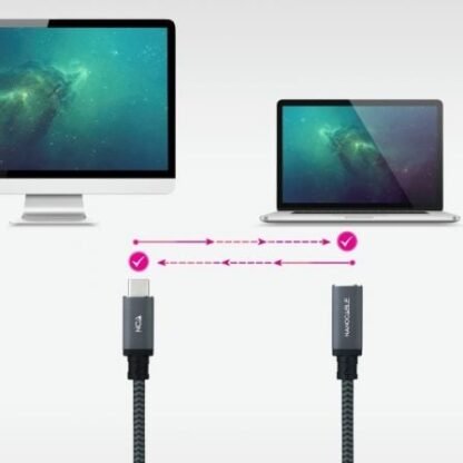 Cable alargador usb tipo-c 3.2 nanocable 10.01.4501-l150-comb/ usb tipo-c macho - usb tipo-c hembra/ 1.5m/ negro - Imagen 5