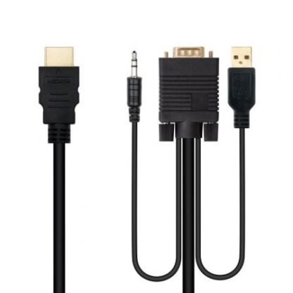 Cable conversor nanocable 10.15.4350/ hdmi macho - vga macho - jack 3.5 macho - usb macho/ 1.8m/ negro - Imagen 2