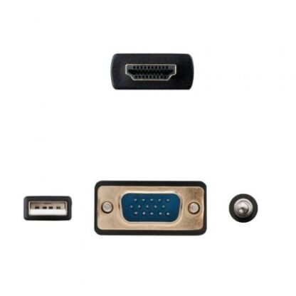 Cable conversor nanocable 10.15.4350/ hdmi macho - vga macho - jack 3.5 macho - usb macho/ 1.8m/ negro - Imagen 3