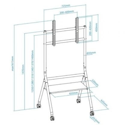 Soporte de suelo con ruedas nivelable tooq idreams fs20206m-b para tv de 37-86"/ hasta 80kg - Imagen 4