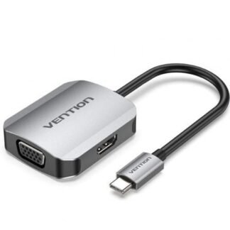 Conversor vention tdihb/ usb tipo-c macho/ vga hembra - hdmi hembra/ 15cm/ plata