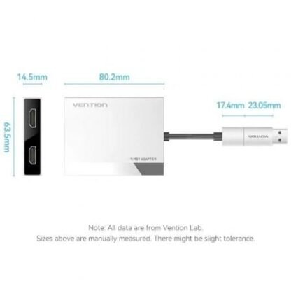 Conversor vention acxhb/ usb tipo-c macho/ usb macho - 2x hdmi hembra/ 15cm/ gris - Imagen 3