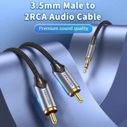 Cable audio vention bcnbk/ 2x rca macho - jack 3.5 macho/ 8m/ gris - Imagen 3