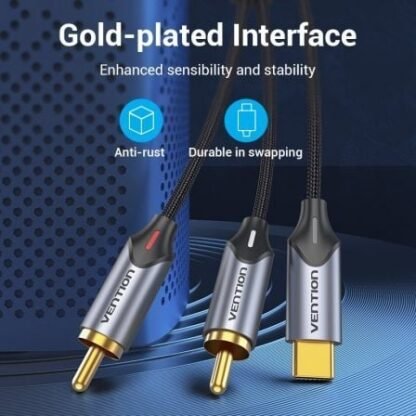 Cable conversor vention bguhi/ 2x rca macho - usb tipo-c macho/ 3m/ gris - Imagen 3