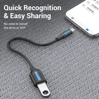 Cable usb 2.0 vention ccubb/ microusb macho - usb hembra/ 480mbps/ 15cm/ negro - Imagen 3