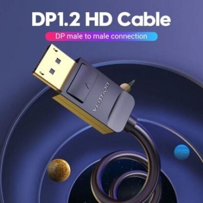 Cable displayport 1.2 4k vention hacbg/ displayport macho - displayport macho/ 1.5m/ negro - Imagen 2
