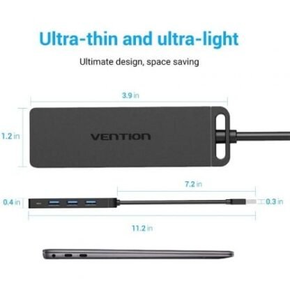 Hub usb 3.0 vention chlbb/ 4xusb/ 1xmicrousb pd - Imagen 2