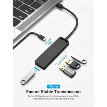 Hub usb tipo-c vention tgkbf/ 4xusb/ 1xmicrousb pd/ 1m - Imagen 5
