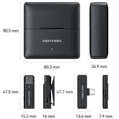 Micrófono inalámbrico con clip vention ncab0/ usb tipo-c/ incluye receptor/ 2 unidades - Imagen 3