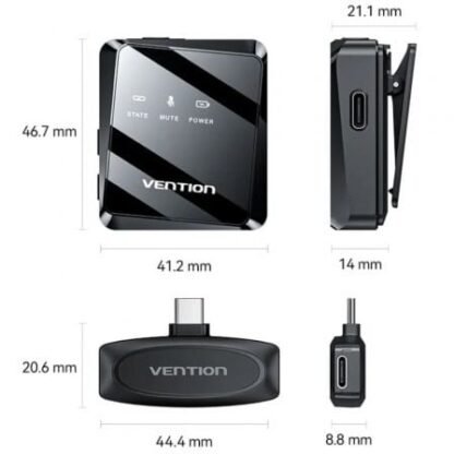 Micrófono inalámbrico con clip vention ncbb0/ usb tipo-c/ incluye receptor/ 2 unidades - Imagen 2
