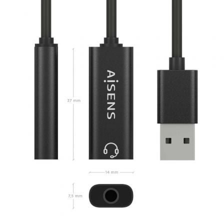 Tarjeta de sonido aisens a106-0770/ usb macho - jack 3.5 hembra - Imagen 3