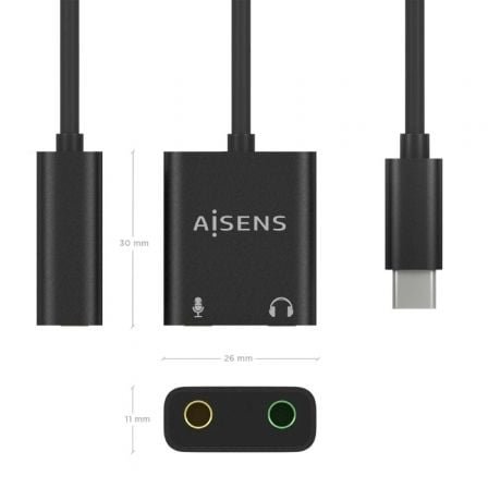 Tarjeta de sonido aisens a109-0767/ usb-c macho - 2xjack 3.5 hembra - Imagen 3