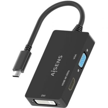 Conversor hdmi aisens a109-0954/ usb tipo-c macho - dvi/hdmi/vga hembra/ 15cm/ negro - Imagen 3