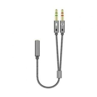 Cable estéreo aisens a128-0417/ jack 3.5 hembra - 2x jack 3.5 macho/ 25cm/ gris