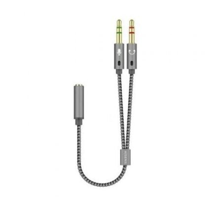Cable estéreo aisens a128-0417/ jack 3.5 hembra - 2x jack 3.5 macho/ 25cm/ gris