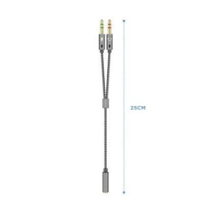 Cable estéreo aisens a128-0417/ jack 3.5 hembra - 2x jack 3.5 macho/ 25cm/ gris - Imagen 2