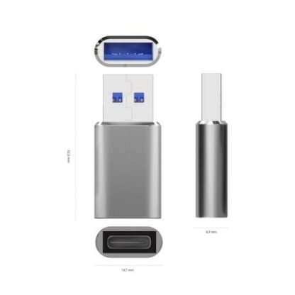 Adaptador usb 3.2 gen2 aisens a108-0677/ usb tipo-c hembra - usb macho - Imagen 3