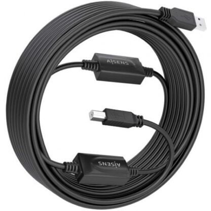 Cable alargador usb 2.0 aisens a101-0906/ usb macho - usb tipo-b/ 15m/ negro - Imagen 2